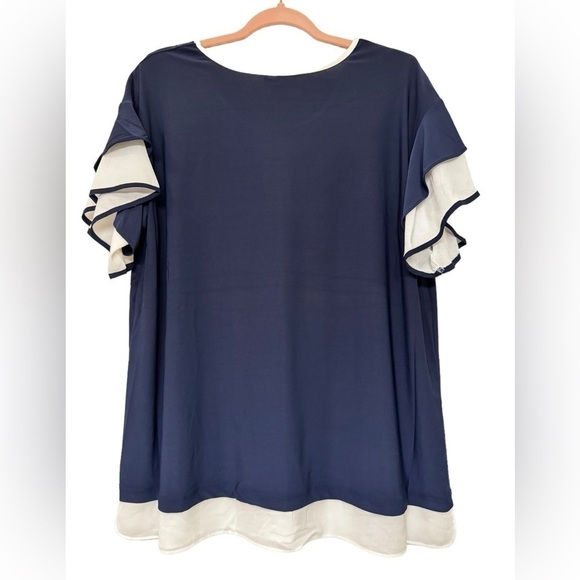 Avenue Studio Beata Flutter Sleeve Top 16W - Picture 5 of 7